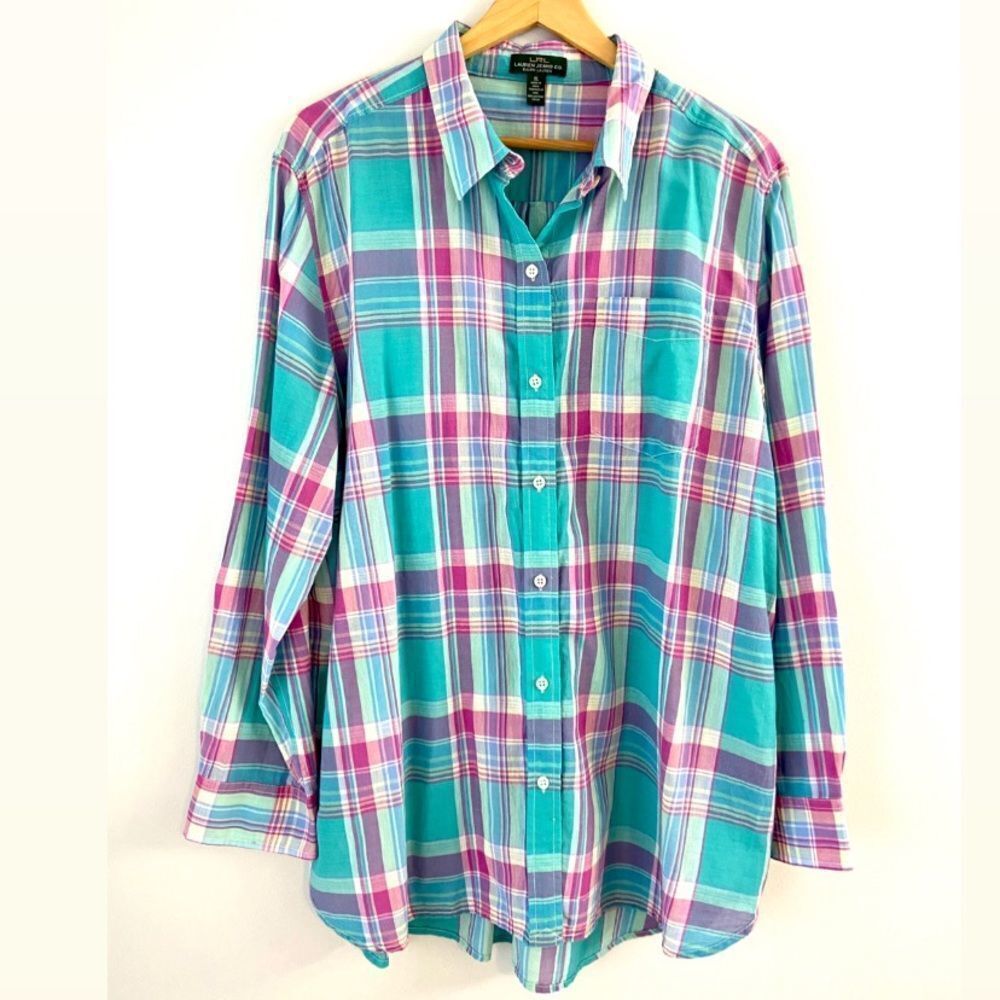 Ralph Lauren Button Down Shirt Plaid size XL green
